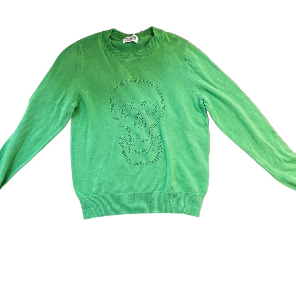 Green Cotton  Skull Sweater